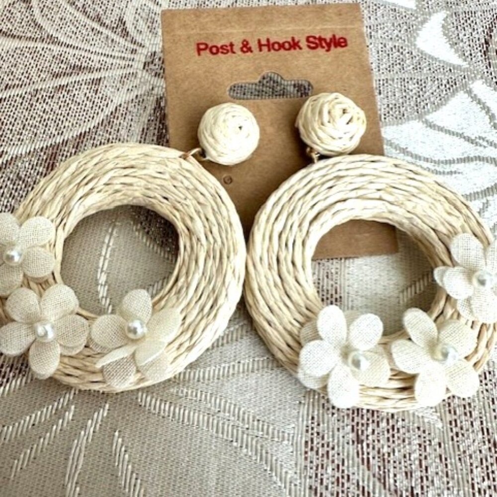 Beige Dangle Rounded shape Earrings for women